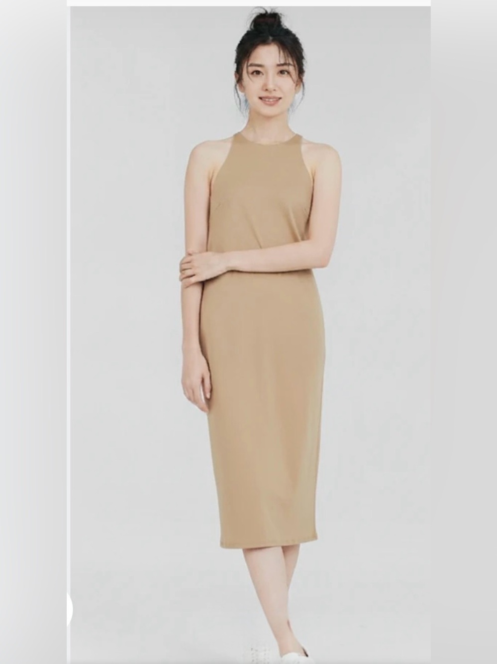 Zara Womens Tan/Camel Lightweight 100% Cotton Sleeveless Dress Size Small
